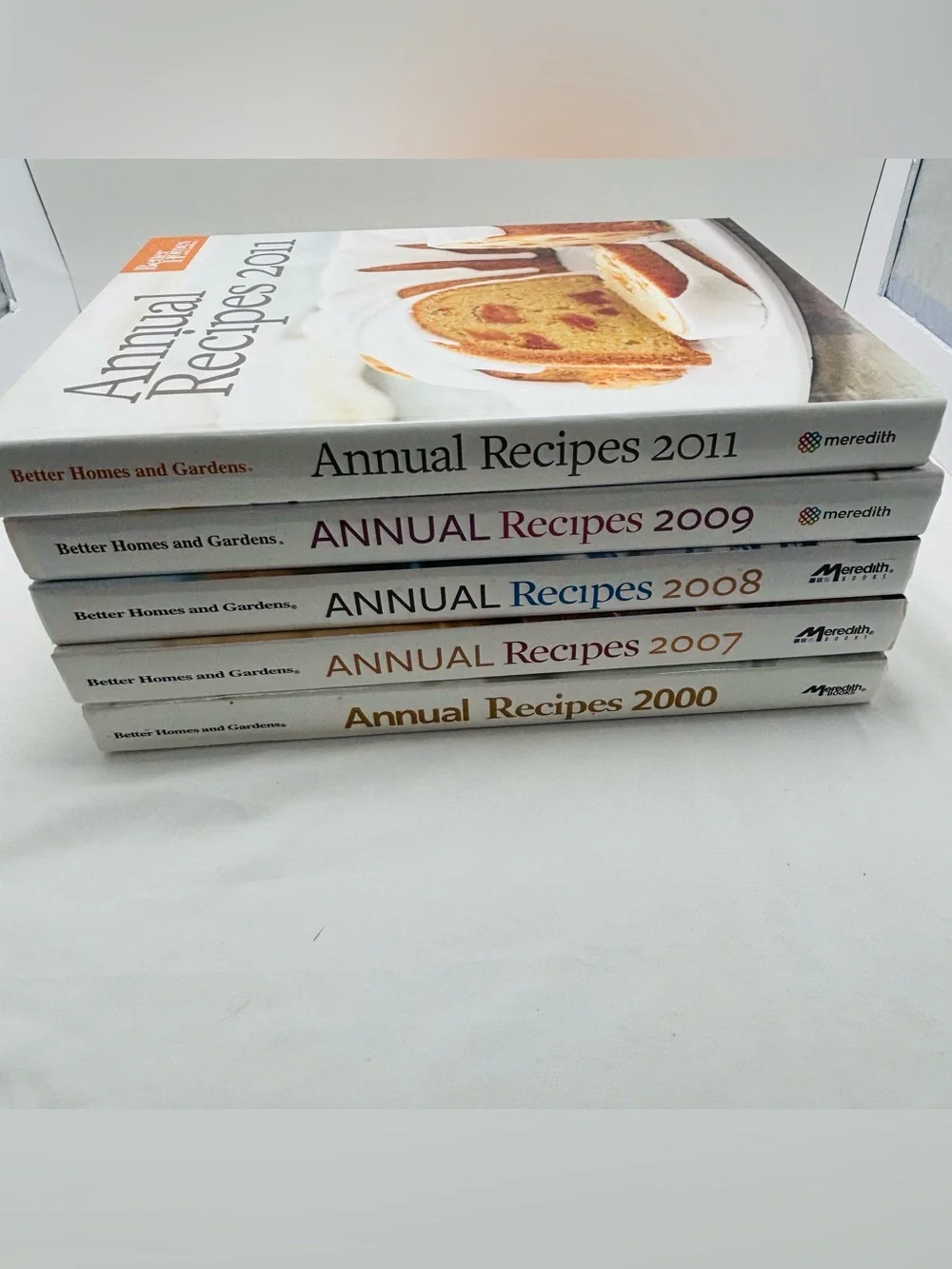 Better Homes And Gardens Annual Recipes Stack - White with Multicolor Titles